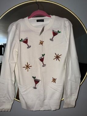 White Sequin Cocktail Sweater